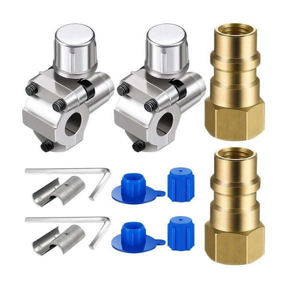 2 Sets Air Conditioning Retrofit Valve with Dust Cap Converts R12 to R134A Piercing Tap Replace Auto Accessories