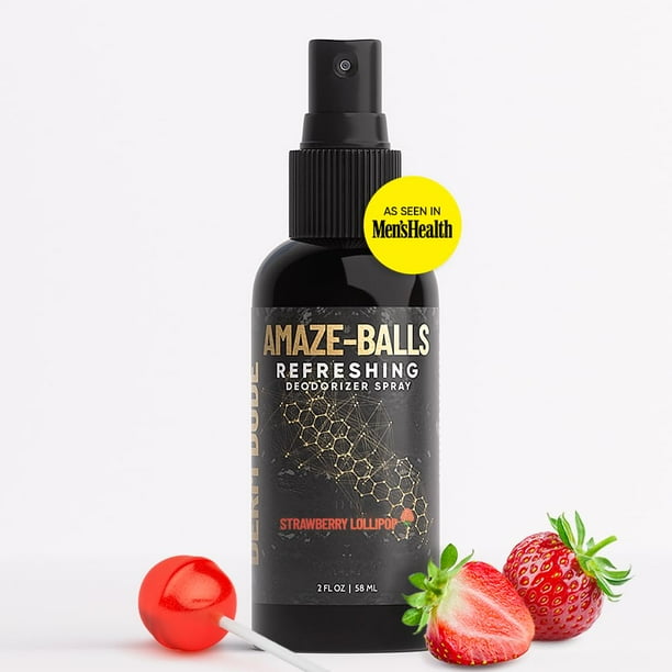 Derm Dude Amaze Balls - Desodorante natural en spray para bolas y ingle para hombres Neutraliza el olor Desodorante en bolas Desodorante refrescante Sin aluminio Aroma a piruleta de fresa