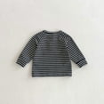 thumbnail image 4 of Cowsor Girls Striped Long Sleeve Shirts Drop Shoulder Casual Fashionable Crewneck Blouse Tee Tops, 4 of 6