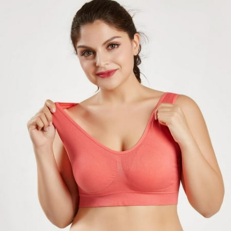 Plus Size Seamless Solid Sports Bra With Chest Pad One Piece Adjustment Type Wirefree Sports Tank Tops Bralette