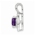 thumbnail image 2 of 925 Sterling Silver Rhodium-plated Diam. & Amethyst Pendant; for Adults and Teens; for Women and Men, 2 of 5