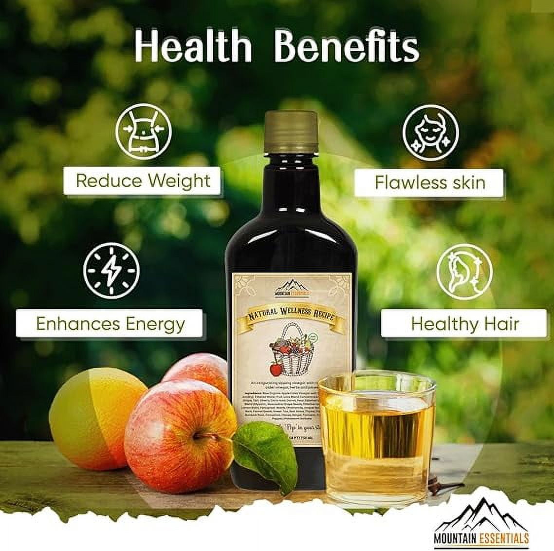 Mountain Essentials Natural Wellness Recipe Apple Cider Vinegar Juice, 25 oz Bottle (Pack of 4)