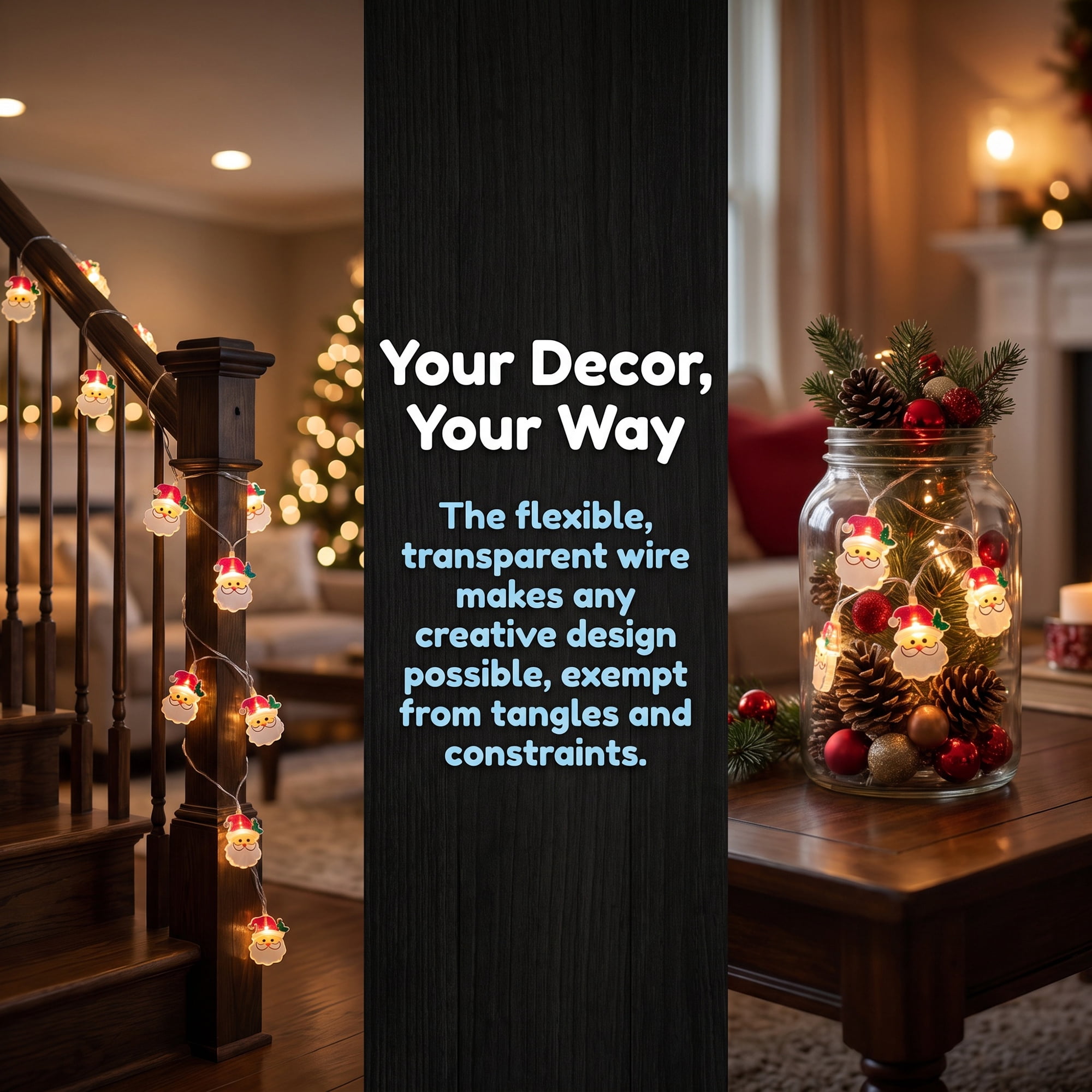Unique Bargains Fairy Lights for Decor and Festive 6.6 ft Polycolor Battery Operated