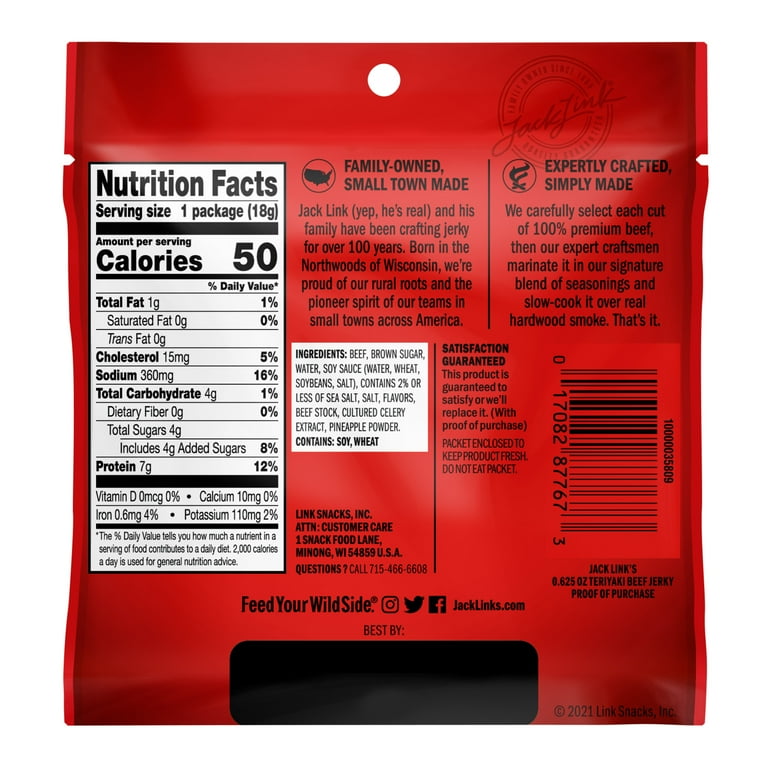 【CPC-L24】Teriyaki Jack Link's Teriyaki Beef Jerky, 20 Pack - 0.625 oz Bags