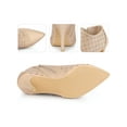 thumbnail image 2 of Unique Bargains Women's Perforated Pointed Toe Zipper Stiletto Heeled Ankle Boots Nude 8, 2 of 6