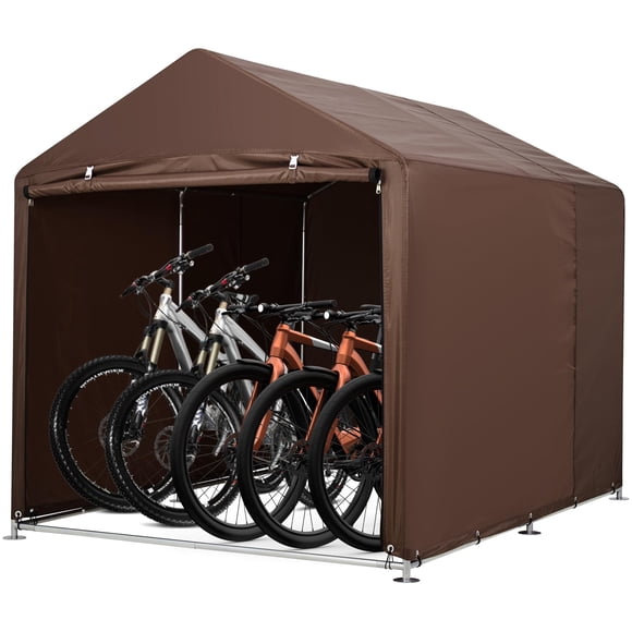 Yiwa Waterproof Bike Storage Shed With 98% Uv Protection Comes In Three Sizes For Holding Between 1 And 6 Bicycles, And Includes a Durable Awning-Style Design Plus Replacement Covers