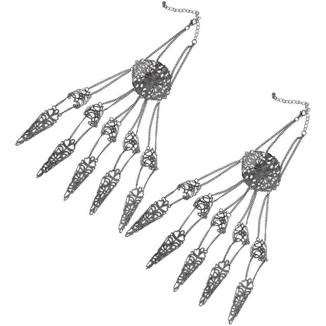 Punk Hand Accessories for Stage Performance and Dancing Black Iron Pointed Finger-Length 1Pair