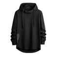 thumbnail image 2 of Yusimy Mens Loose Solid Color Hoodie Long Sleeve Hooded Pullover Casual Athletic Top, 2 of 3