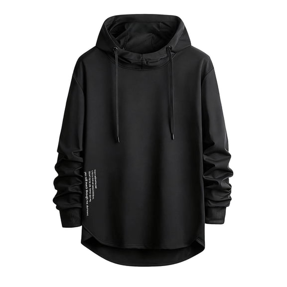 IYTR Mens Sweatshirt Hoodie Solid Color Lightweight Long Sleeve Hoodie Casual Workout Running Gym Sweatshirt (Black,S)