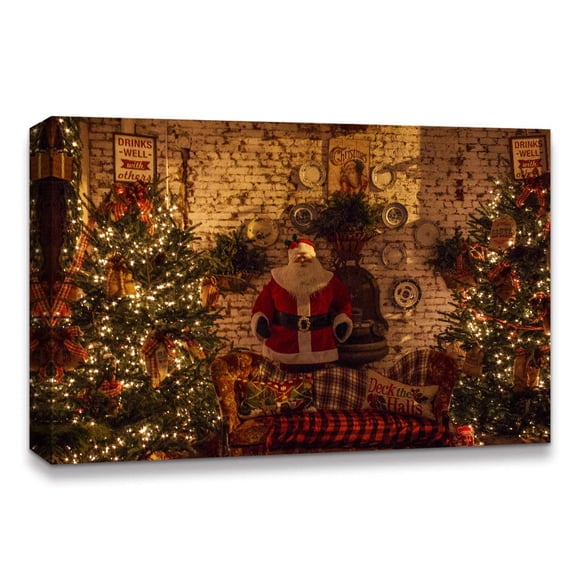 NWT IDEA4WALL Art Mural sur Toile Décoration de Noël Père Noël Peinture Uvre d'Art pour Impressions Maison Encadrée - 32x48 Pouces