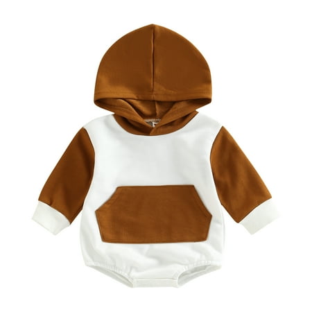 

Newborn Baby Boys Girls Clothing 0-24M Cotton Patchwork Color Long Sleeve Hoodies Sweatshirts Rompers Jumpsuits