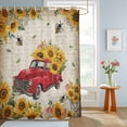 thumbnail image 4 of Shower Curtain Yellow Sunflower Truck Shower Curtains for Bathroom Decor, Waterproof Polyester Shower Curtain Set with Hooks, Standard Size 72" x 72" Farmhouse Retro, 4 of 9
