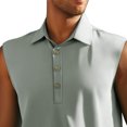 thumbnail image 4 of pstuiky Camisetas sin mangas para hombre, Chaleco informal sin mangas con botones y cuello abatible para hombre, de color liso, para verano Camisas de hombre xxl, 4 of 4