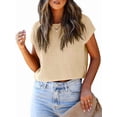 thumbnail image 3 of Women'S Summer Cropped Sweater Vest Trendy Cap Sleeve Crop Tops Crew Neck Loose Knit Tank Top Color M, 3 of 7