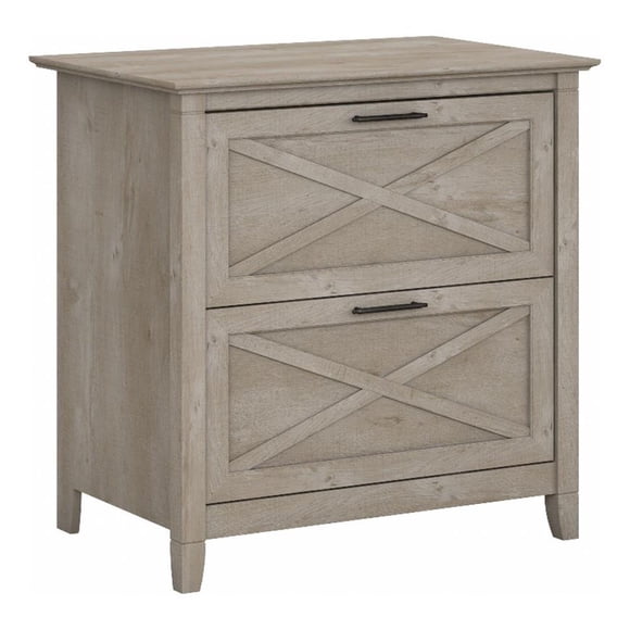 Bush Furniture Key West 2 Drawer Lateral File Cabinet in Washed Gray
