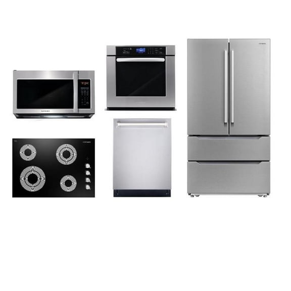 Cosmo 30" Cooktop & Microwave w/ Vent Fan & Wall Oven & Dishwasher & Fridge Set