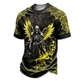 thumbnail image 3 of KLHDSF Mens Fashion Crewneck Short Sleeve T-Shirt Casual Polyester Halloween Grim Reaper Print Top Fluorescence Yellow M, 3 of 6
