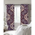 thumbnail image 3 of Fsddascl Purple Boho Blackout Curtains for Bedroom/Living Room, Thermal Insulated Kitchen Curtains, Farmhouse Ethnic Abstract Floral Pattern Grommet Darkening Window Treatment Drapes 42"x63"x2, 3 of 8
