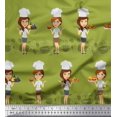 thumbnail image 1 of Soimoi Rayon Crepe Fabric Cook Girl Print Sewing Fabric Yard 46 Inch Wide, 1 of 3