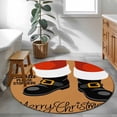 thumbnail image 4 of Merry Christmas Round Area&nbsp;Rug 4ft Funny Santa Claus Feet Santa Pleas Stop Here Non-Slip&nbsp;Washable Circle Rugs Soft Felt Indoor Floor Mat for Bedroom Kitchen Living Room Bathroom, 4 of 9