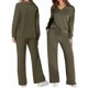 thumbnail image 2 of Conjuntos de Dos Piezas para Mujer, Cuello en V, Conjuntos Casuales A Juego, Ropa de Estar por Casa, Ropa de Otoño, Conjuntos de Viaje, Moda Verde M, 2 of 6