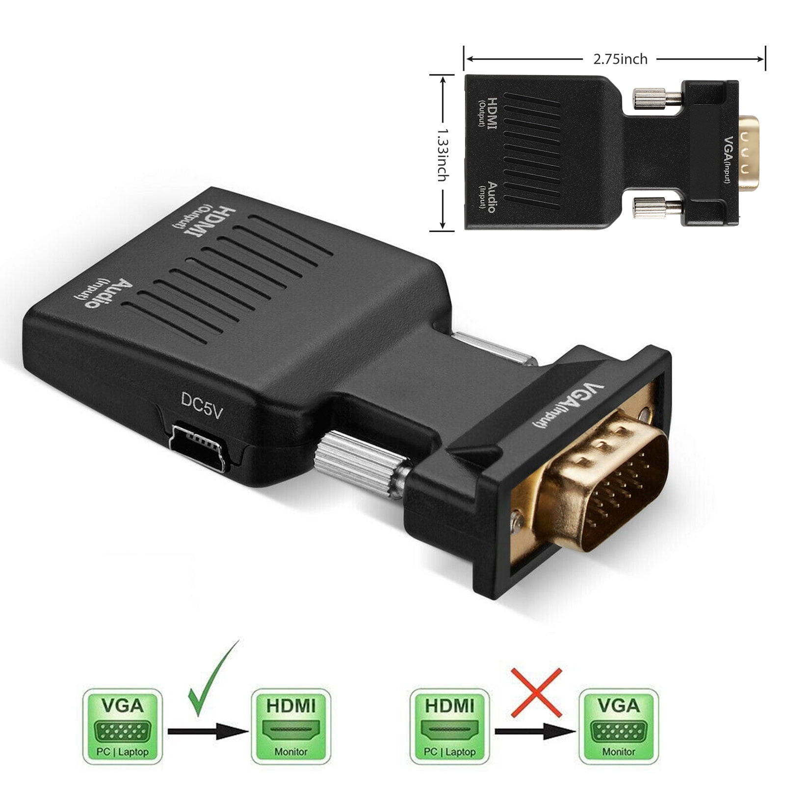 EEEkit 1080P VGA to HDMI Converter Adapter for Computer, Desktop