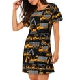 thumbnail image 2 of Sikiie Yellow Excavator Print Women's Short-sleeved Nightdress, Round Neck Pullover Nightdress Pajamas Summer Home Wear, 2 of 6