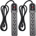 thumbnail image 1 of 6-Outlet Surge Protector Power Strip 2-Pack, 900 Joules, 4-Foot Extension Cord, 1 of 8