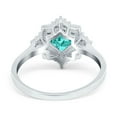 thumbnail image 2 of Vintage Princess Cut Wedding Ring Simulated Paraiba Tourmaline Cubic Zirconia 925 Sterling Silver Size 8, 2 of 8