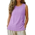 thumbnail image 5 of LVHAOGJOB Débardeur d'Été pour Femmes Couleur Unie Col Rond Sans Manches Chandail Ample pour Femmes, 5 of 5