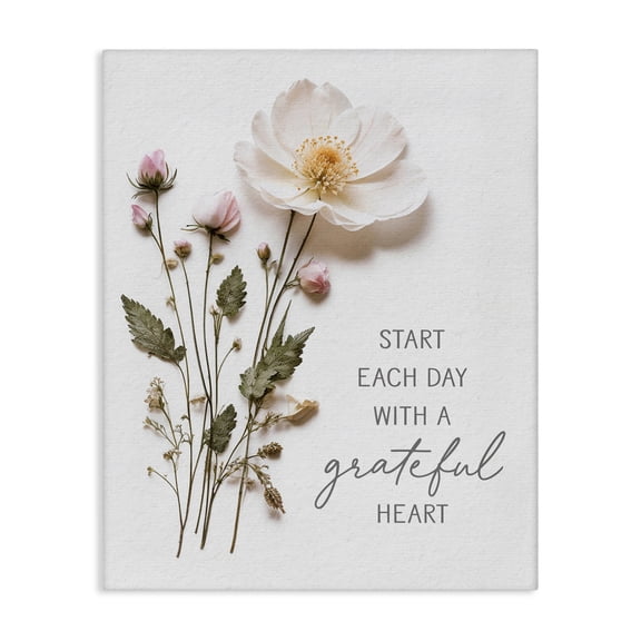 Stupell Industries Shabby Chic Grateful Heart Pressed Flowers Canvas Art, 16 x 20, by Lettered and Lined
