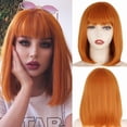 thumbnail image 4 of No Author Parrucche Short Bob Wig con frangia per le donne Synthetic Bob Parrucche Arancia Nero, 4 of 6