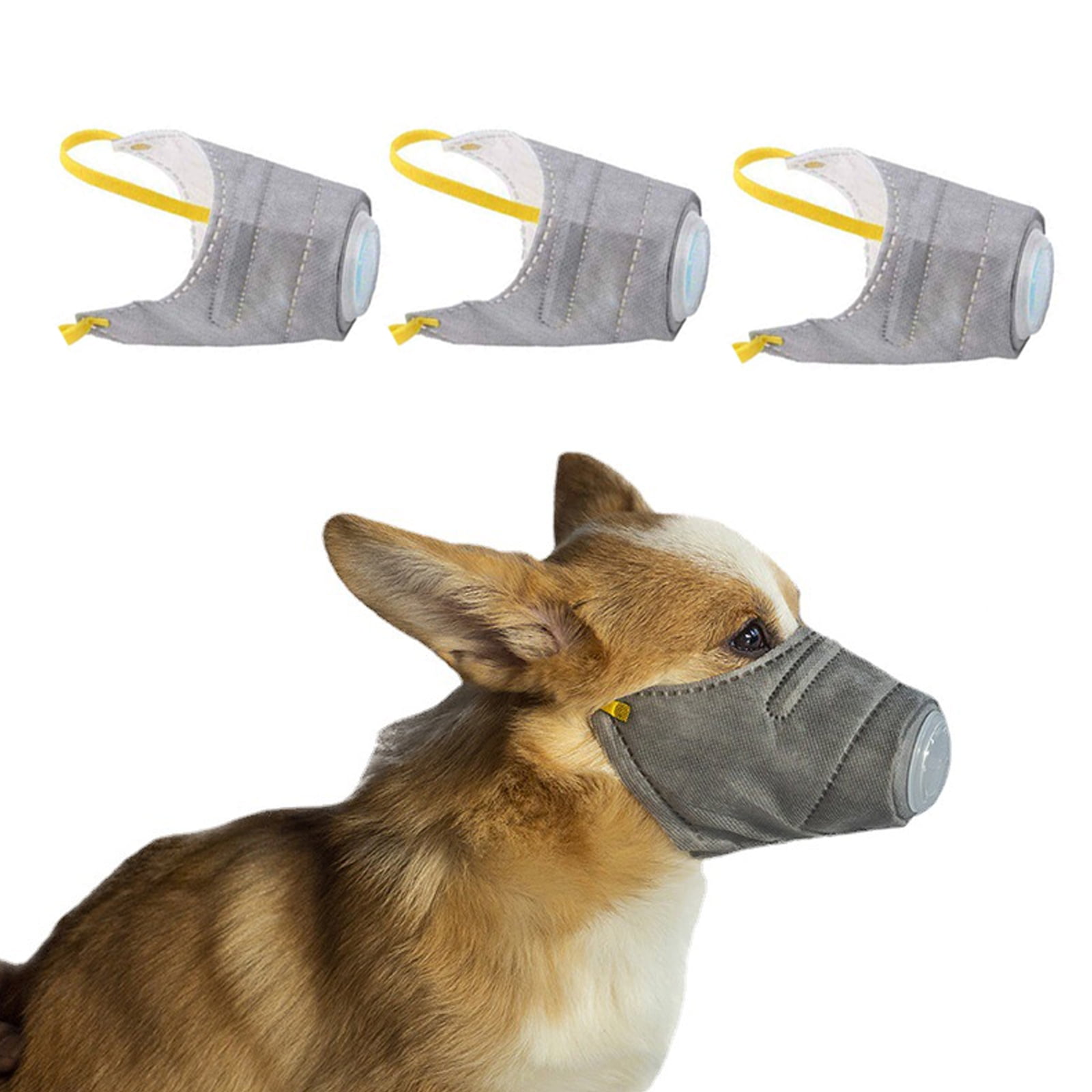 Linkinghome Dog Protective Muzzle 3 Pcs Adjustable Pet Respirator Muzzle Dog Face Mouth Muzzle Breathable Soft Cotton Mouth Muzzle 