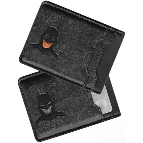 Leather Batman ID Wallet for Men and Women - Superhero Face Eyes Cutout Card Holder for Dad, Husband, Boyfriend, Wife – Perfect Holiday Gift Father’s Day, Birthday