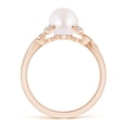 thumbnail image 2 of ANGARA Japanese Akoya Cultured Pearl Crossover Shank Engagement Ring in 14K Rose Gold for Women | June Birthstone, Birthday, Anniversary, Jewelry Gift for Women | Pearl Ring, 2 of 8