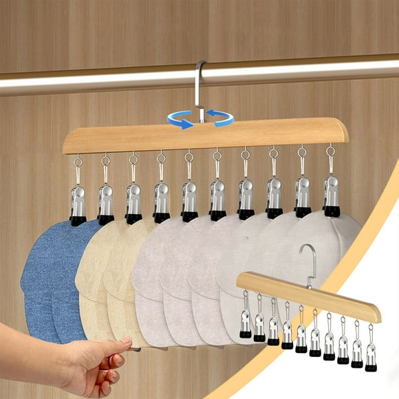Suncoda Home Storage, Organization and Storage Solid Wood Hat Storage Gods Tongue Hat Sub Hook Household Multifunctional Clip Wooden Silk Scarf Coat Trouser Racks