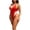 Red, variant on Womens High Cut One Piece Bathing Suit Plunge V Neck Thong Bikini Swimsuits for Beach Pool Party Vacation