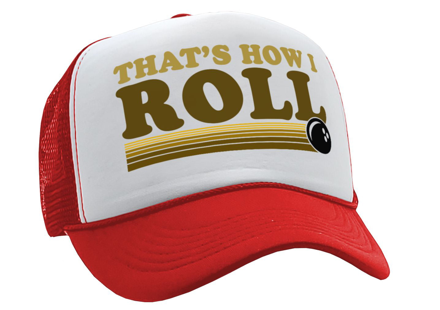 THAT'S HOW I ROLL - bowling retro ball - Vintage Retro Style Trucker Cap Hat  (Neon Pink)