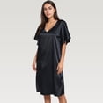 thumbnail image 3 of Women's Satin Midi Dress with V-Neckline and Flutter Sleeves for a Relaxed Elegant Fit - Large, Black, 3 of 7