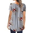 thumbnail image 3 of WISEFIN Women Summer Floral Print Short Sleeve Button Relaxed Fit Casual T-Shirt Blouse Tunic Tops, 3 of 5