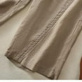 thumbnail image 7 of gbyLJF Womens Cotton Linen Pants Trendy Ruffle Trim Loose Fit Elastic Waist Pants Work Casual Pants with Pockets A02_Khaki L, 7 of 7