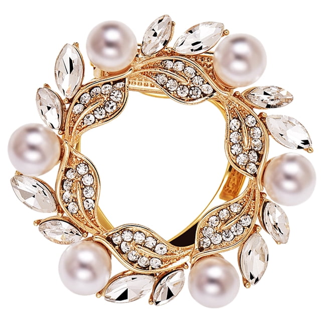 Brooch Pin Flower Twist Shape Sparkling Rhinestones Imitation Pearls Decor Scarf Buckle Sweaters Collars Hats Bags Coats Scarves Accessory