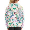 thumbnail image 6 of Xoenoiee Girls Hoodies Retro Hummingbird Peach Blossom Pattern Pullover Cosy Fashion Hooded Top Sportwear for Kids with Long Sleeve and Front Kangaroo Pocket, XL, 6 of 7