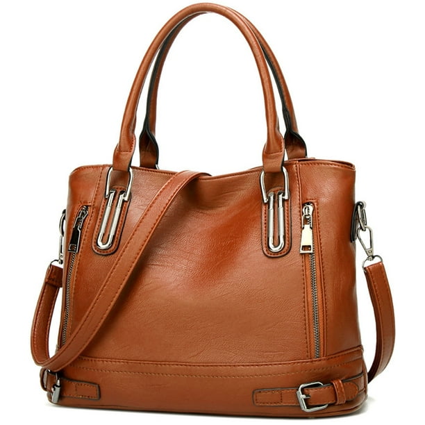 Bolso de mano de cuero para mujer, estilo vintage, suave, para el hombro