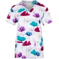 thumbnail image 1 of Minty Mint, Women's, Stretch Printed V-Neck Medical Scrub Top, Light Grey, M, 1 of 1