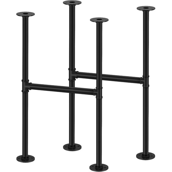 2 Pack 30 Inch Industrial Metal Table Legs Industrial Pipe Counter Bar Table Leg Black Pipe Legs for Coffee Desk Furniture