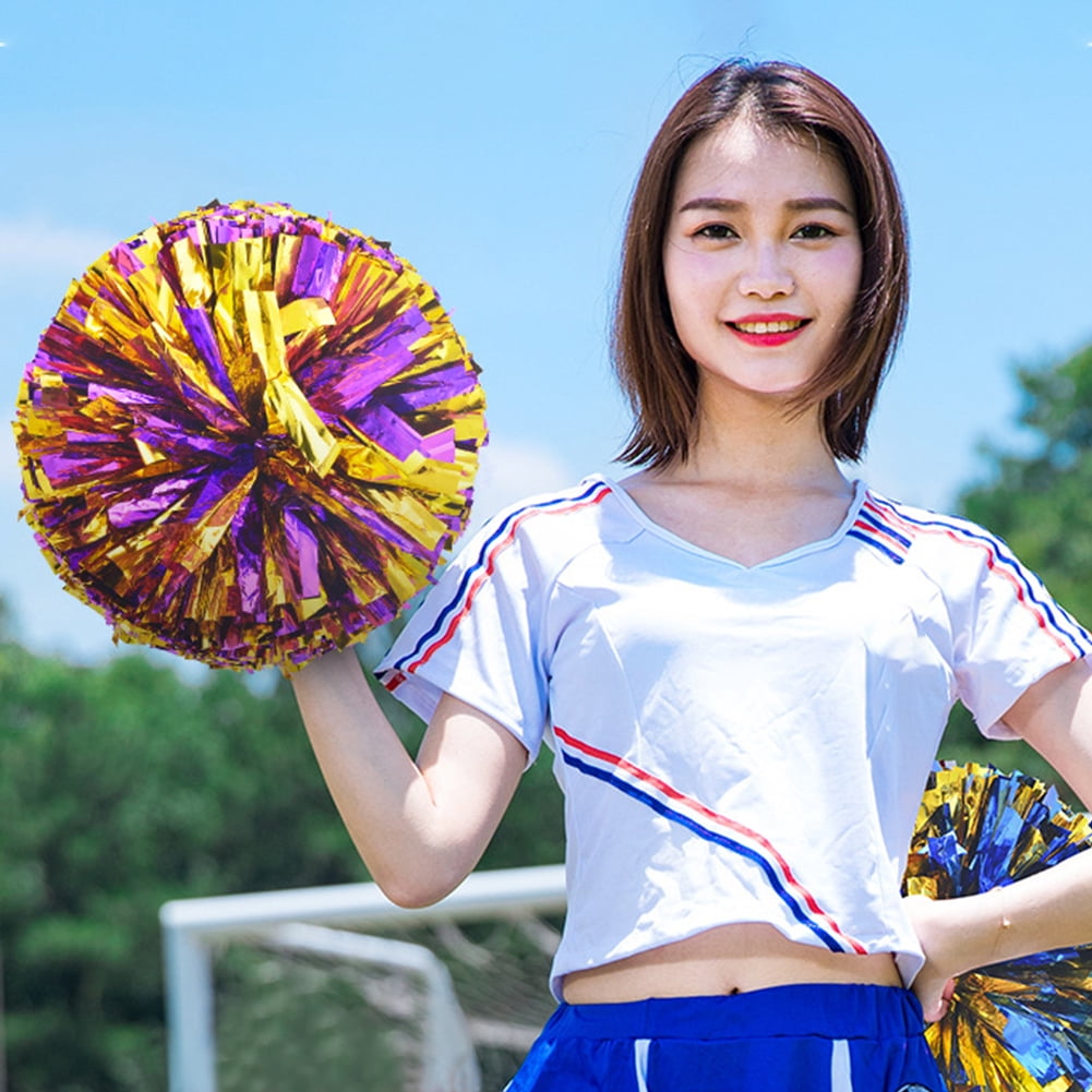 12Pcs Cheerleading Pom Poms PET Handmade Cheer Pompoms Cheering Team Dance Performances Sports Meeting Props 30CM Type 6