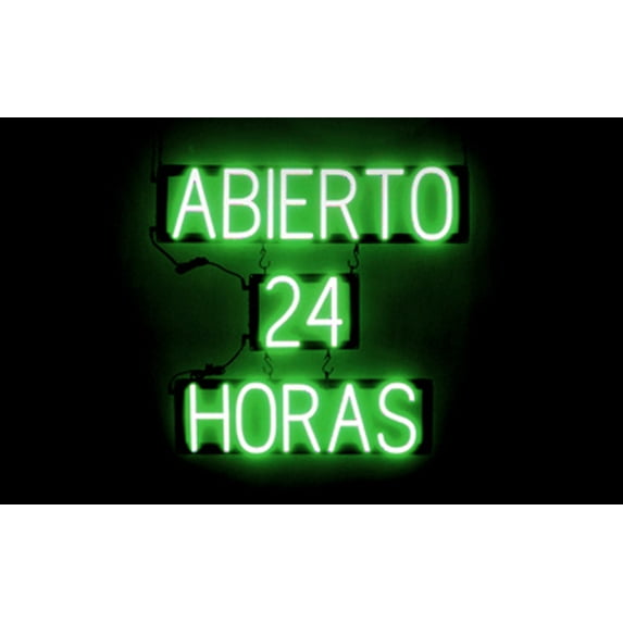 SpellBrite ABIERTO 24 HORAS LED Sign for Business. 25.2" x 23.8" Green ABIERTO 24 HORAS Sign Has Neon Sign Look With Energy Efficient LED Light Source. Visible from 500+ Feet, 8 Animation Settings.