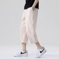 thumbnail image 3 of Summer Casual Pants Men‘s Wild Cotton and Linen Loose Linen Pants Korean Style Trend Nine-point Straight Trousers, 3 of 7