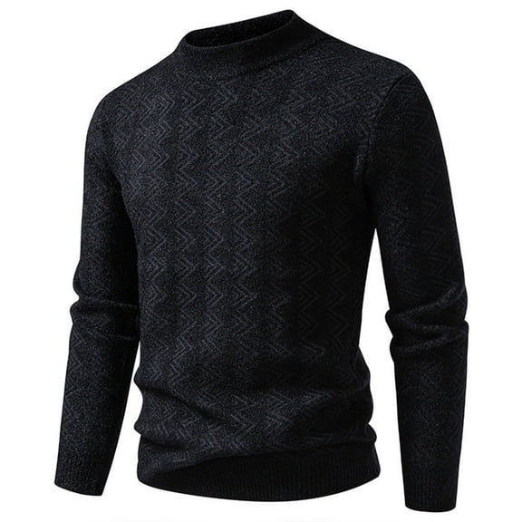Men's Standing neck Sweater Waffle Patterned Long Sleeve Cable Knit Sweater